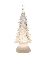 Glitzhome 18.5"H Christmas Lighted Acrylic Rotating Table Tree