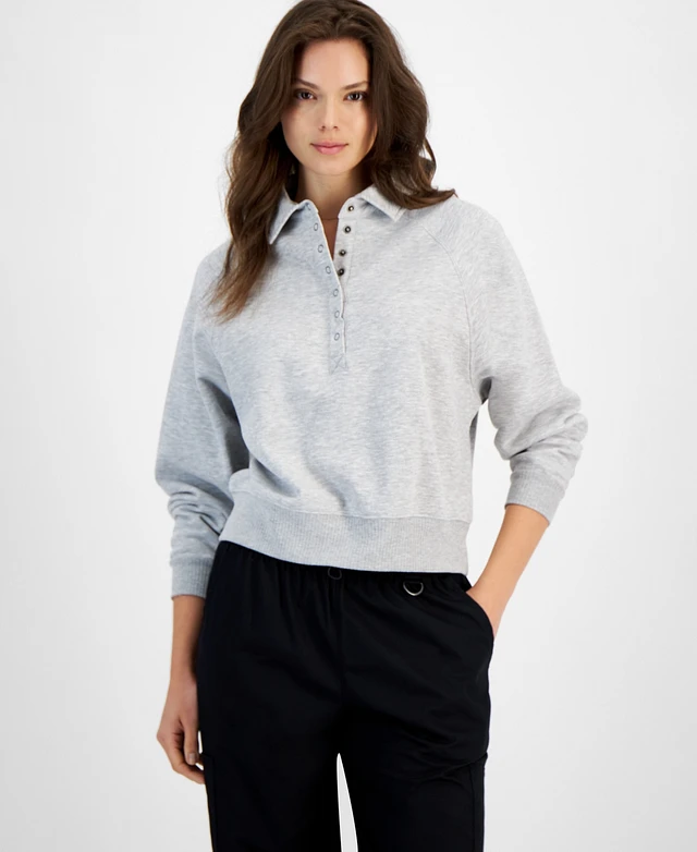 Hippie Rose Juniors' Stonewashed Half-Placket Sweatshirt | Connecticut Post Mall Hippie Rose Juniors' Stonewashed Half-Placket Sweatshirt | Connecticut Post Mall