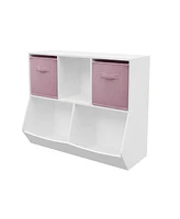 Simplie Fun Kids Bookcase with Collapsible Drawers, Toy Storage Cabinet