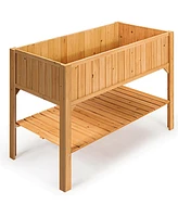 Sugift Wooden Elevated Planter Box Shelf Suitable for Garden Use