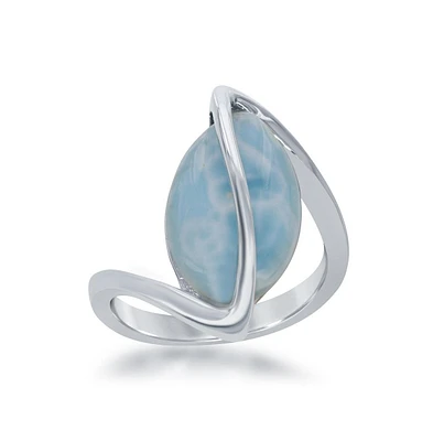 Caribbean Treasures Sterling Silver Oval Larimar Twisted Ring