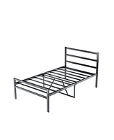 Simplie Fun Metal Platform Bed frame with Headboard, Sturdy Metal Frame, No Box Spring Needed(Twin)