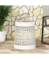 Simplie Fun Minimalist Mosaic Accent Table with Lace Cut Frame