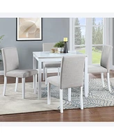 Simplie Fun Chic Wooden Dining Set Elegant Table with Crystal Details & Upholstered Chairs