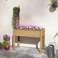 Spacious Raised Wood Planter Bed with Trellis, 36.5" Long, 15.75" Wide, 55.5" High