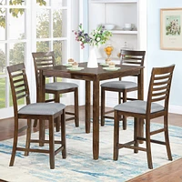 Streamdale Furniture Elegant 5-Piece Solid Wood Counter Height Dining Table Set with Upholstered Chairs