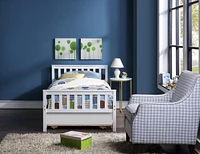 Twin Bed with Trundle, Platform Bed Frame with Headboard and Footboard, for Bedroom Small Living Space, No Box Spring Needed, White