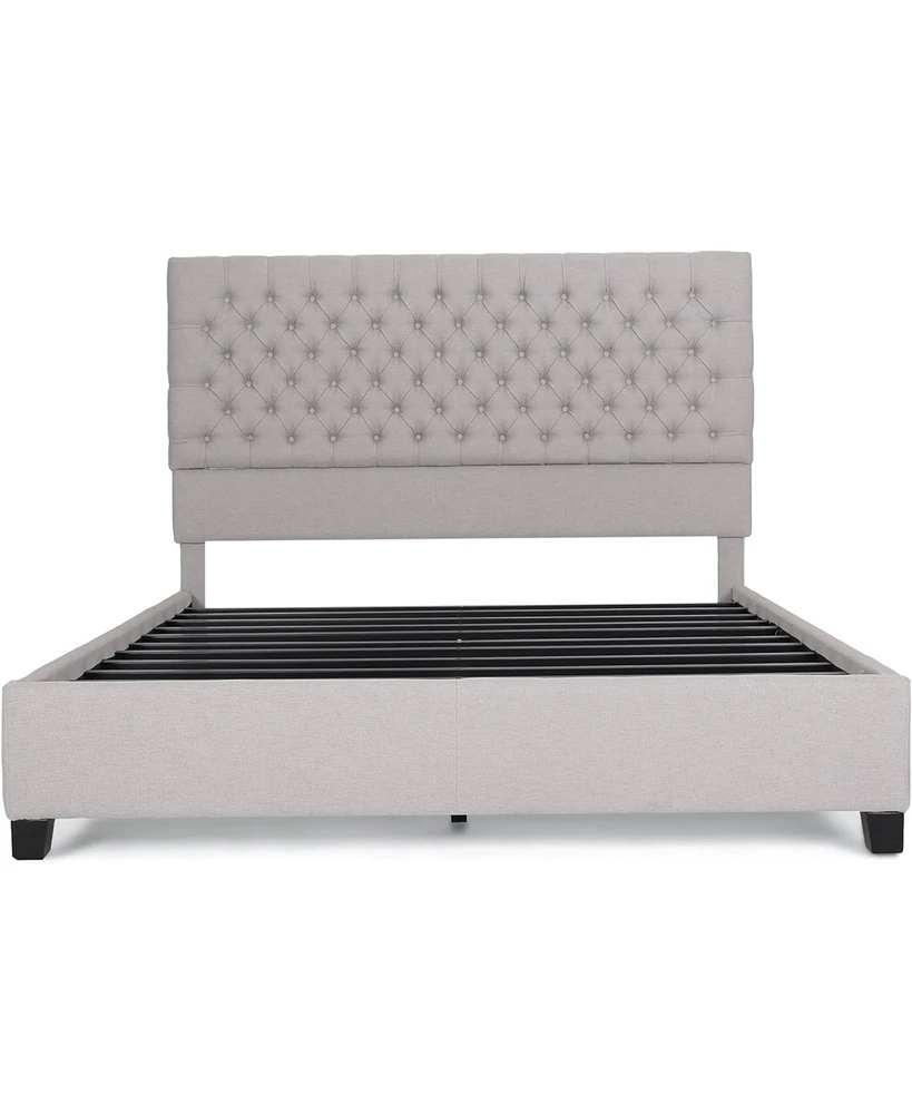 Simplie Fun Classic Queen-Size Upholstered Platform Bed with Button-Tufted Headboard