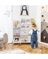 Slickblue Kids Toy and Book Wooden Storage Cabinet with Storage Bins