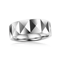 Metallo High Polished Square Faceted Tungsten Ring