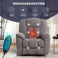 Elderly Recliner Chair with Heat, Massage, Usb (Grey)