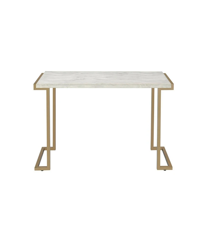 Simplie Fun Boice Ii Sofa Table in Faux Marble & Champagne