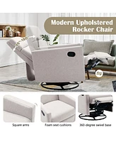 Modern Upholstered Rocker Nursery Chair Plush Seating Glider Swivel Recliner Chair