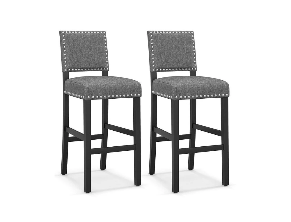 Slickblue Set of 2 Counter Height Chairs with Solid Rubber Wood Frame