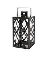 Modern Stainless Steel and Tempered Glass Lantern with X-Frame Design