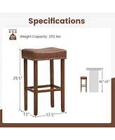 Upholstered Bar Stools Set of 2 with Footrests for Counter