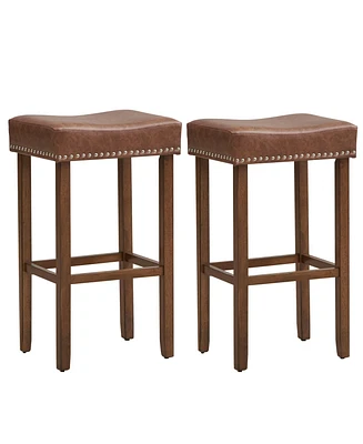 Slickblue Upholstered Bar Stools Set of 2 with Footrests for Counter