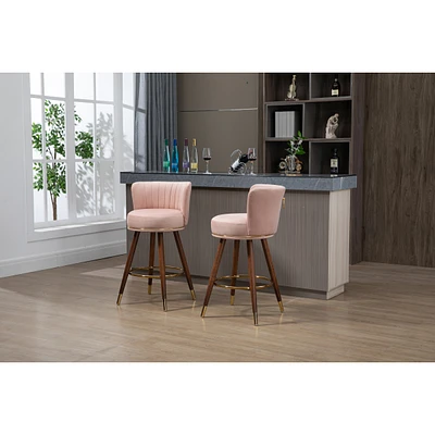 Simplie Fun Counter Height Bar Stools Set Of 2 For Kitchen Counter Solid Wood Legs With A Fixed Height