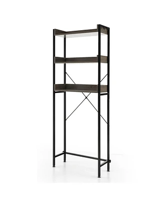 Slickblue Over The Toilet Storage Rack with Hooks and Adjustable Bottom Bar