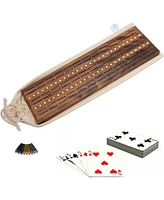 We Games Deluxe Cribbage Set - Solid Wood with Inlay Sprint 3 Track Board