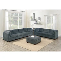 Simplie Fun 8 Piece Grey Chenille Modular Sofa Set - Modern Family Furniture