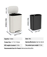 Stainless Steel 13 Gallon Kitchen Trash Can - White