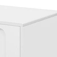 Contemporary Sleek Tv Stand with Glass-Front Cabinet and Drawers