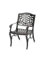 Elegant Traditional Dining Chairs with Aluminum Frame and Floral Accents