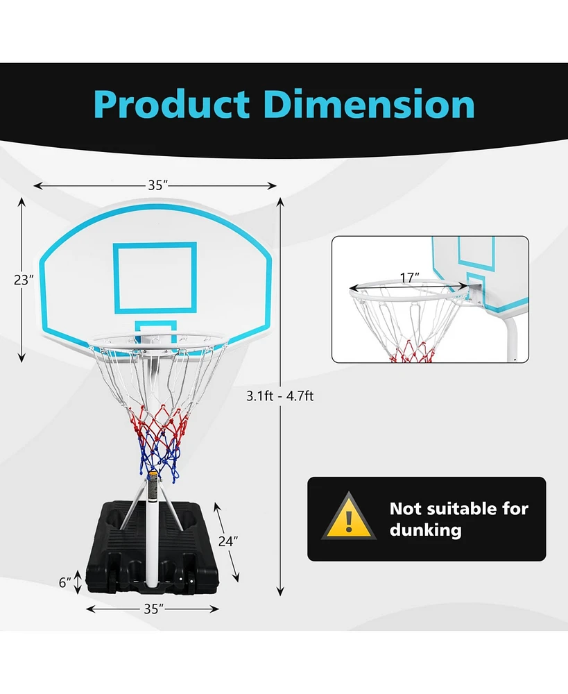 Streamdale Furniture Portable Poolside Basketball Hoop System for Endless Summer Fun