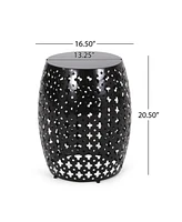 Modern Side Table Elegant Iron Cut Design, Durable Frame