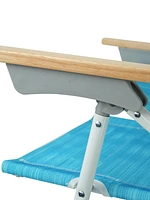 5-Position Beach Chair with Towel, Rubberwood Handrails & Cup Holder