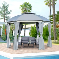 Streamdale Furniture Elegant 12x12 Pavilion with Curved Canopy for Outdoor Gatherings