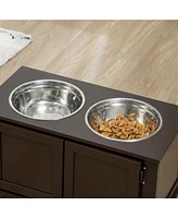 Streamdale Furniture Raised Dog Feeder with Storage, Stainless Steel Bowls for Healthy Digestion