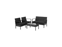 Slickblue 4 Pieces Patio Rattan Furniture Set with Cushion