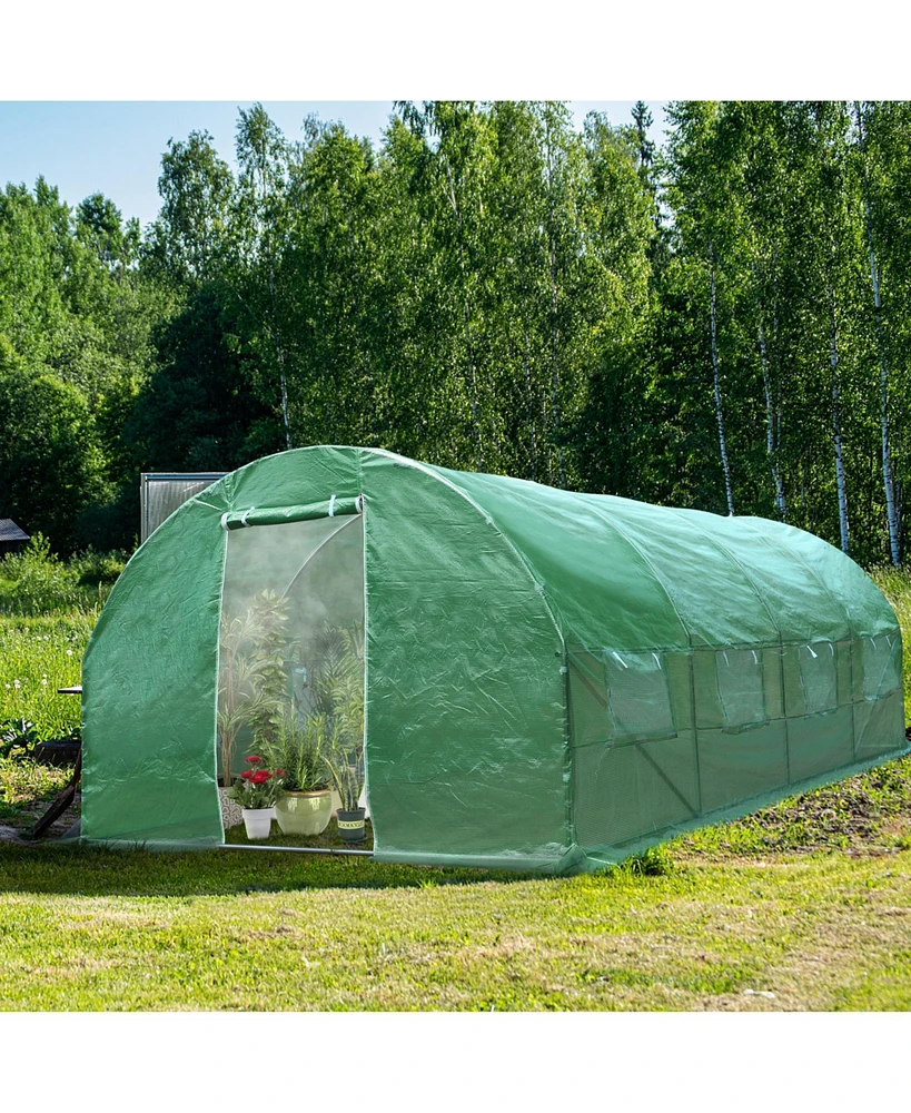 Slickblue 10 x 6.5 x 20 Feet 8 Windows Backyard Walk-in Greenhouse