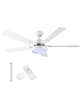 DELight 52" Ceiling Fan with Light & Remote 6 Speed Chandelier Lamp Reversible Indoor