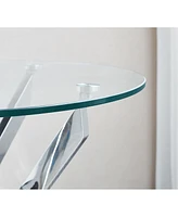 Simplie Fun Modern Round Tempered Glass Coffee Table With Chrome Legs