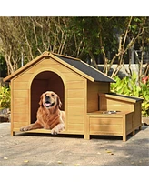 Streamdale Furniture Weatherproof Pet House with Elevated Feeder and Storage Box