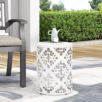 Airy Modern Side Table with Iron Cut Floral Design