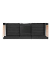 Water-Resistant Aluminum Outdoor Sofa with Wood Composite Accents