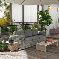 Indulge in Outdoor Comfort with 3-Person Wicker Sofa
