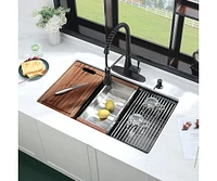 Workstation 32 L X 19 W Undermount Kitchen Sink With Accessories