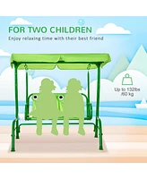 Outsunny Kids Patio Swing, Children Outdoor 2-Seat Porch Bench with Adjustable Canopy