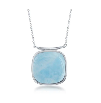 Caribbean Treasures Sterling Silver Square Shape Larimar Necklace