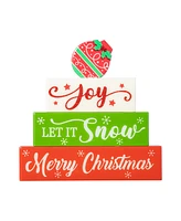 Glitzhome 9.5 L Christmas Wooden Epoxy Resin Block Word Sign