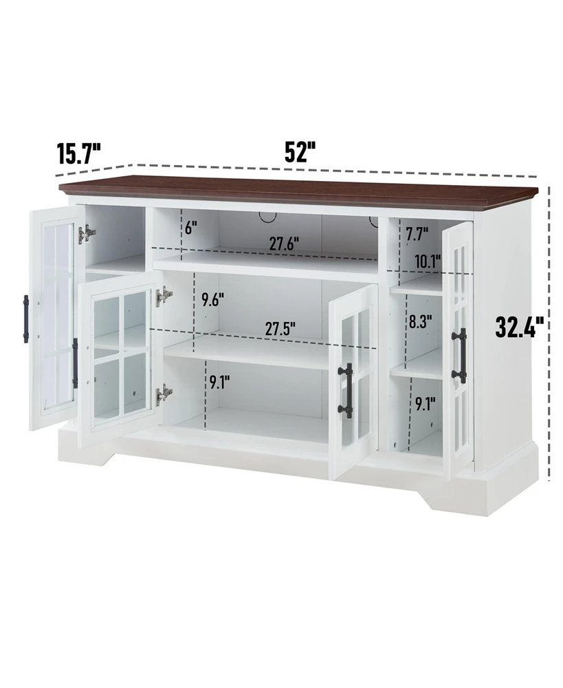 Simplie Fun Buffet Table Sideboard with 4 Doors