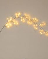 Nearly Natural 6ft. Pre-Lit Artificial White Birch Garland with 48 Warm White Led Lights