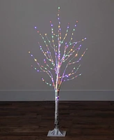 Nearly Natural 4ft. Pre-Lit Artificial White Birch Tree with 240 Color Changing Led Lights