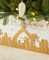 Glitzhome 24 L Wooden Nativity Scene Tree Collar