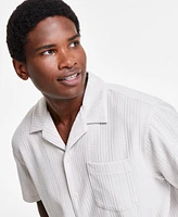 Sun + Stone Men's Textured Chevron Knit Short Sleeve Button-Front Camp Shirt, Created for Macy's